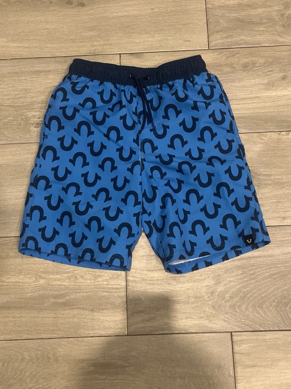 True Religion Blue and Navy Boys Swim Trunks